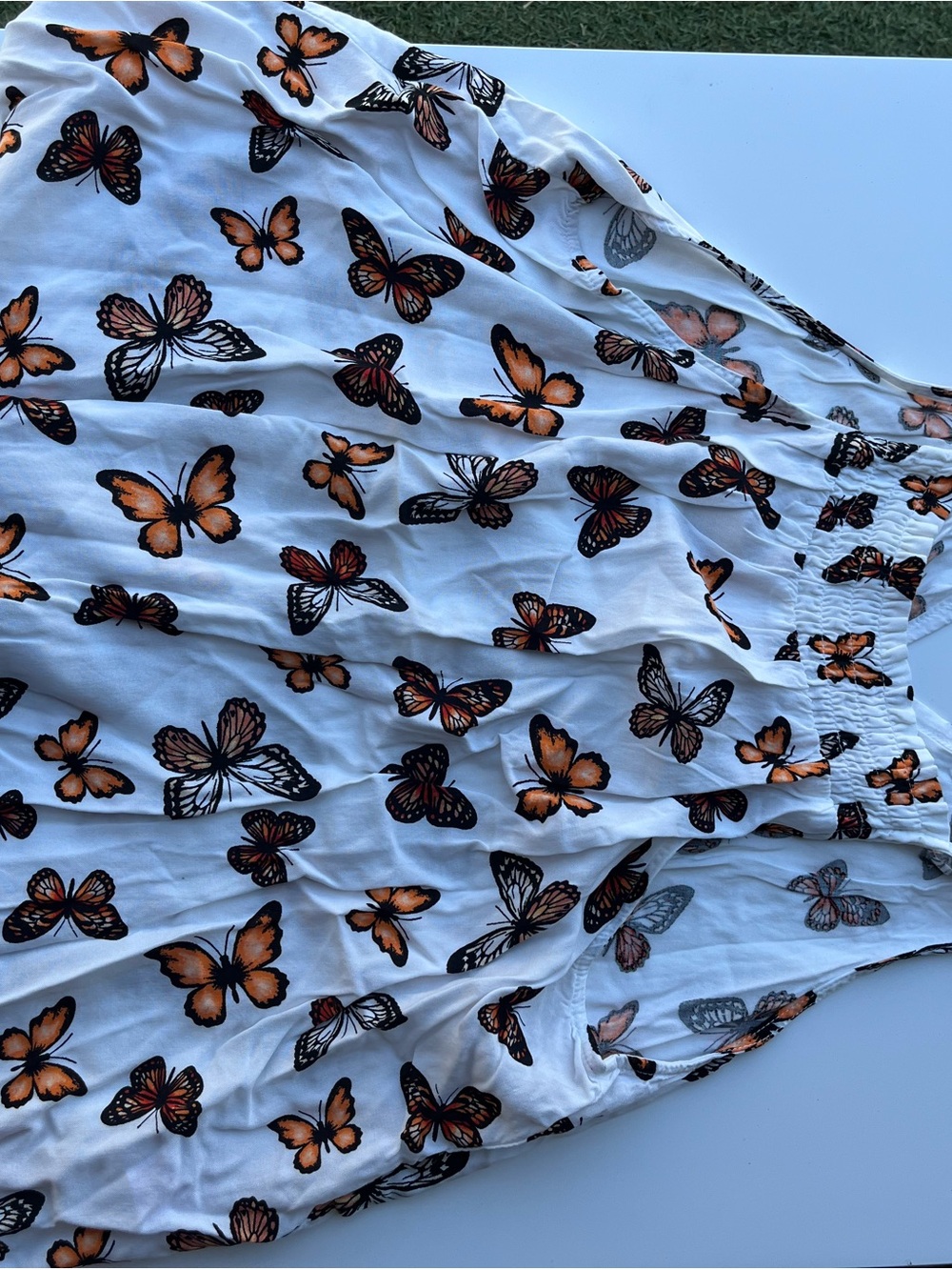 No Boundaries White Butterfly Print Sleeveless Halter Top - Picture 9 of 9